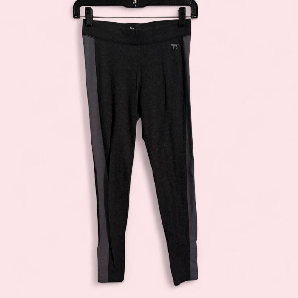 PINK Victoria's Secret Leggings Women XS Gray Contrast Striped Athletic Gym